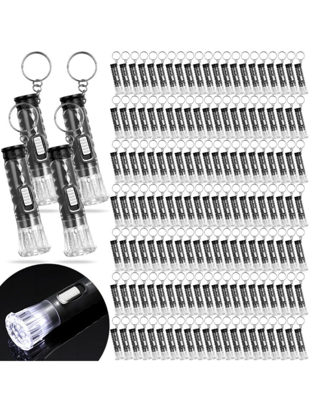 200 Mini Keychain Flashlights - Bulk Pack, Compact & Portable LED Light